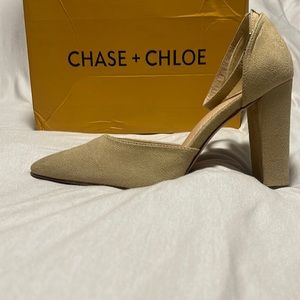 Vici Collection Ritz Faux Suede Pointed Heel in the color NUDE Suede